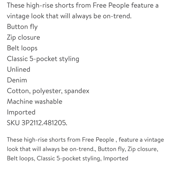 Free People CRVY Vintage Frayed Hem High-Rise Shorts- Size 25 - Picture 12 of 13